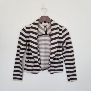 LOFT Striped Cardigan Dark Gray & Beige Size XS